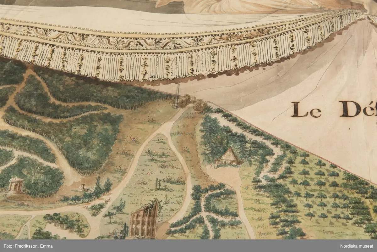 Forskningsbilder, detaljer, karta, planlösning, Frankrike, Park, le De´sert de Retz, Hör ihop med NMA.0074102
Text på kartan:"Le Desert, Jardin Pittoresque, dessiné et éxécuté dans toutes ses parties, Architecture et plantations / Par Mr Racine De Monville". mm.
inmärkt som föremål NM.0334542A-D