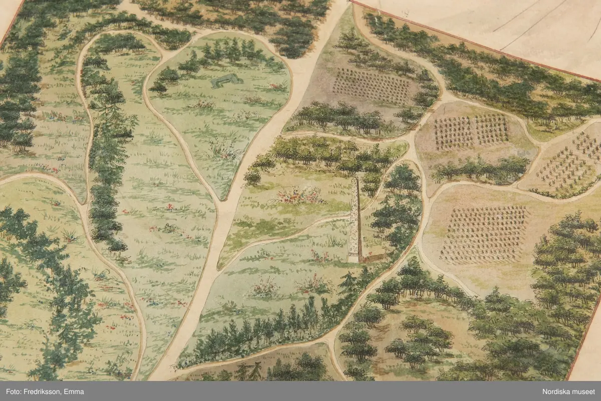 Forskningsbilder, detaljer, karta, planlösning, Frankrike, Park, le De´sert de Retz, Hör ihop med NMA.0074102
Text på kartan:"Le Desert, Jardin Pittoresque, dessiné et éxécuté dans toutes ses parties, Architecture et plantations / Par Mr Racine De Monville". mm.
inmärkt som föremål NM.0334542A-D