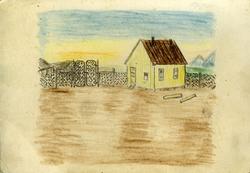 Gul bygning i fangeleiren på Langstranda i Bodø. Bygget står