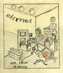 Fire østarbeidere inne ved produksjonsanlegget i fabrikkloka