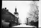 Kyrkogatan från torget, norrut,  Kyrkogatan 27  Vänersborg