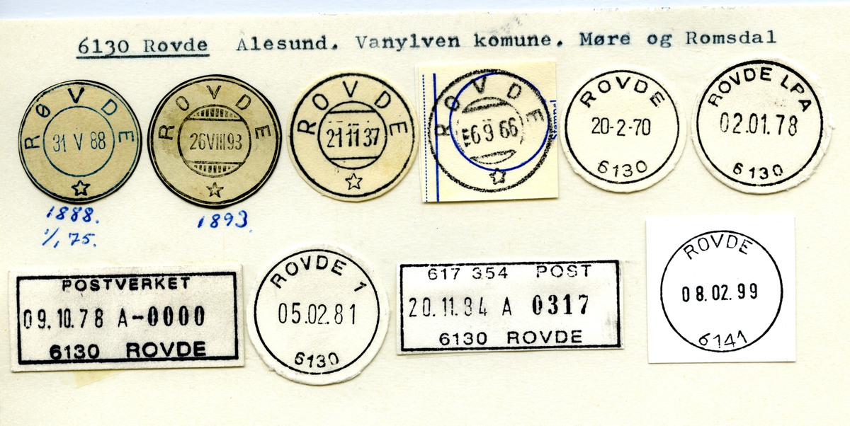 Stempelkatalog 6130 Rovde (Røvde), Vanylven, Møre og Romsdal