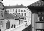 Vänersborg, Kyrkogatan - Sundsgatan. Utsikt från fotograf Vikners hus