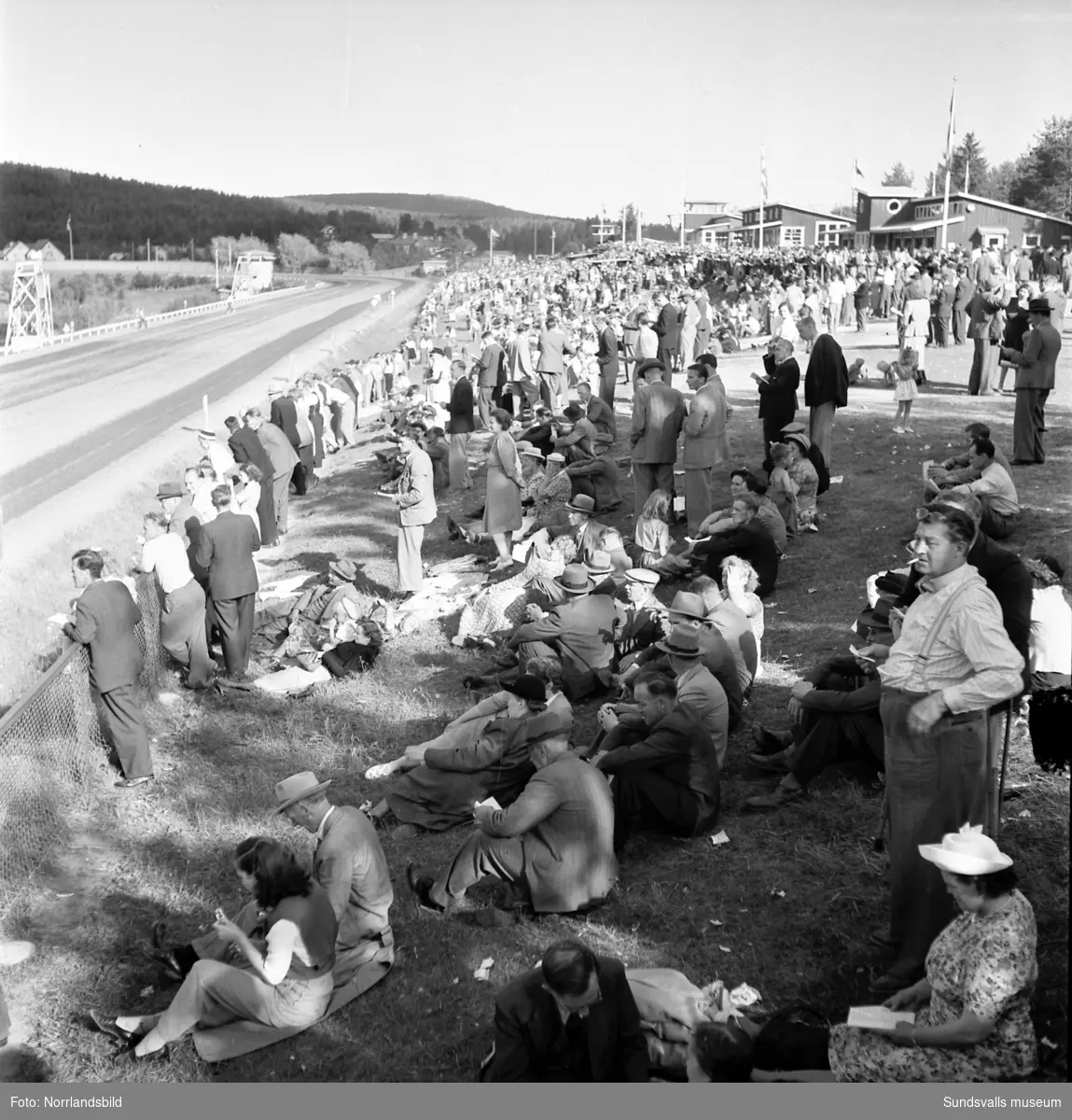 Tävlingar på Bergsåkerstravet 1949 med Nordsvenska Travmästerskapet som vanns av Harry Westergren & Brandver.