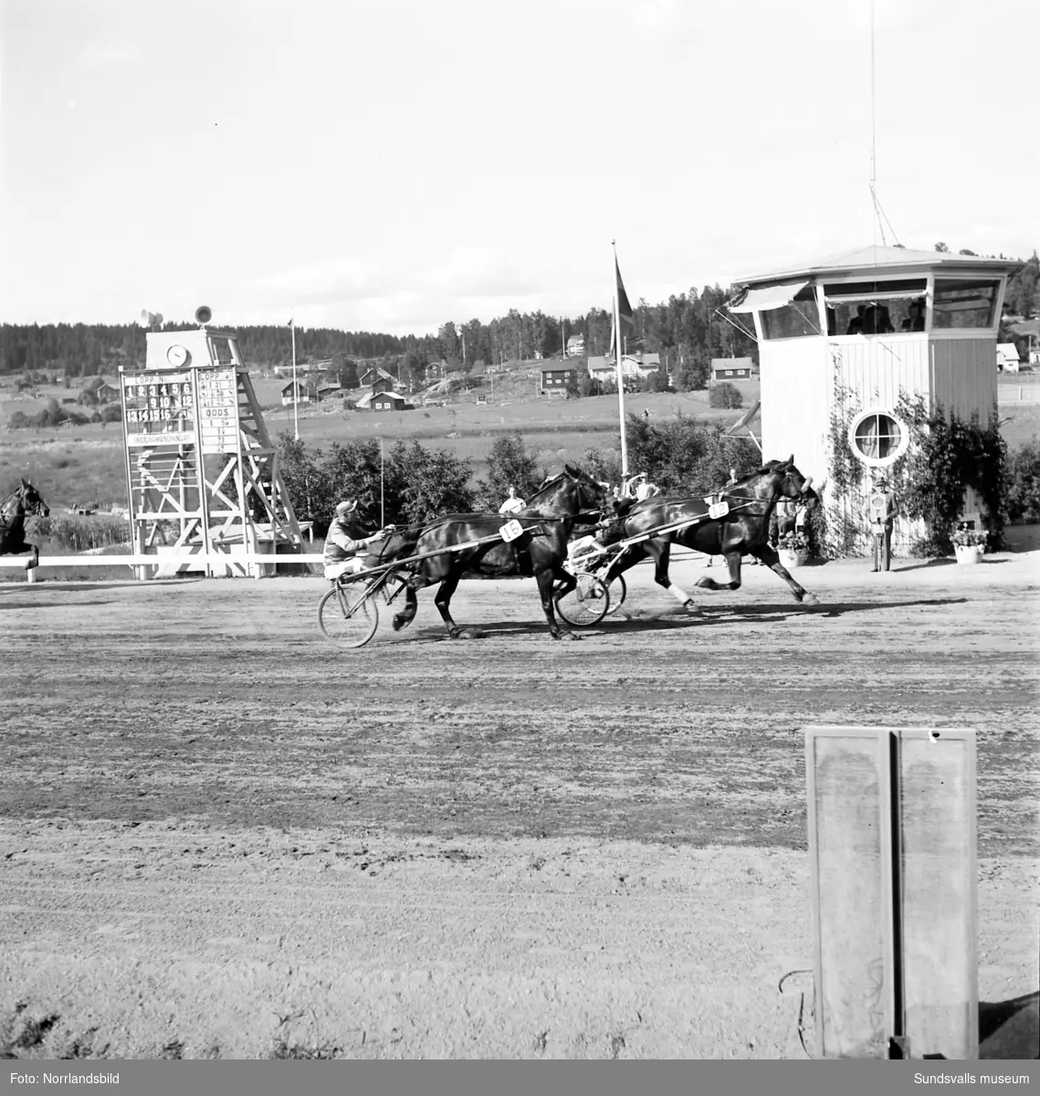 Tävlingar på Bergsåkerstravet 1949 med Nordsvenska Travmästerskapet som vanns av Harry Westergren & Brandver.