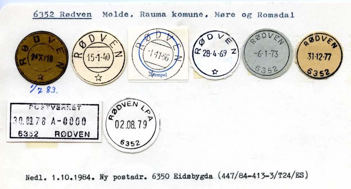 Stempelkatalog 6352 Rødven, Rauma, Møre og Romsdal