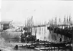 Vänersborg. Fartyg samlade  i hamnen