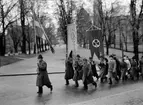 Riksförbundet Landsbygdens Folk, RLF, tågar i Odinslund, Uppsala november 1944