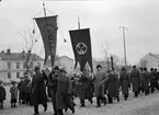 Riksförbundet Landsbygdens Folk, RLF, tågar i Uppsala november 1944