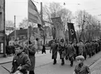 Riksförbundet Landsbygdens Folk, RLF, tågar i Uppsala november 1944