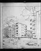 Ritning - flerbostadshus, Uppsala 1942