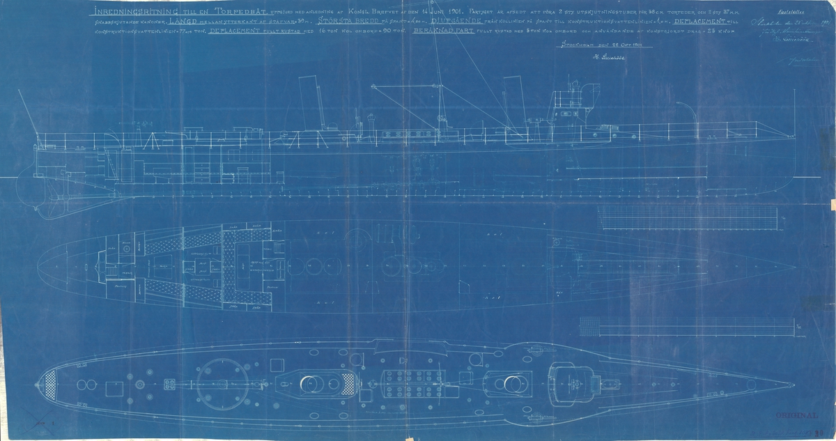 Inredningsritning till en torpedbåt