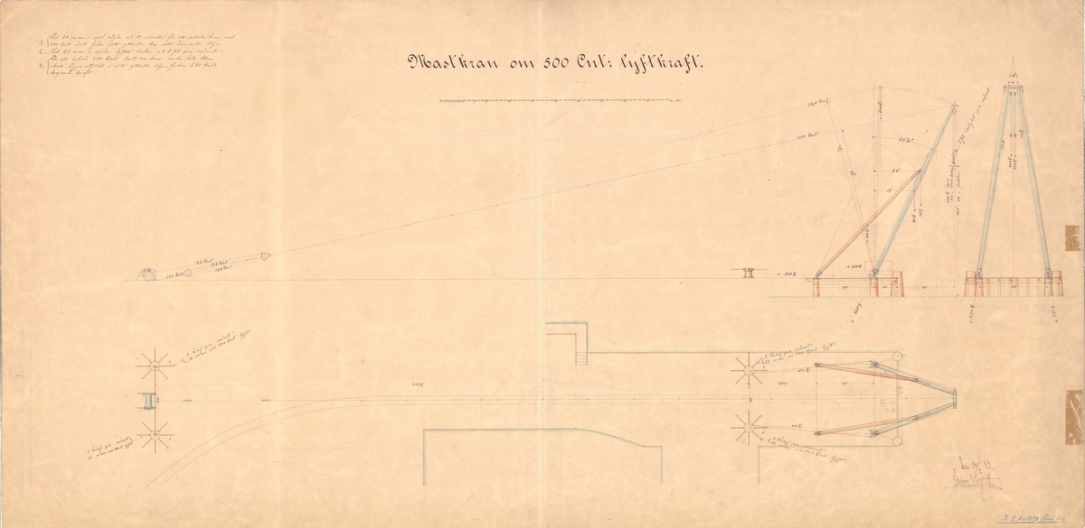 Mastkran om 500 centners lyftkraft
Ritning på mastkran