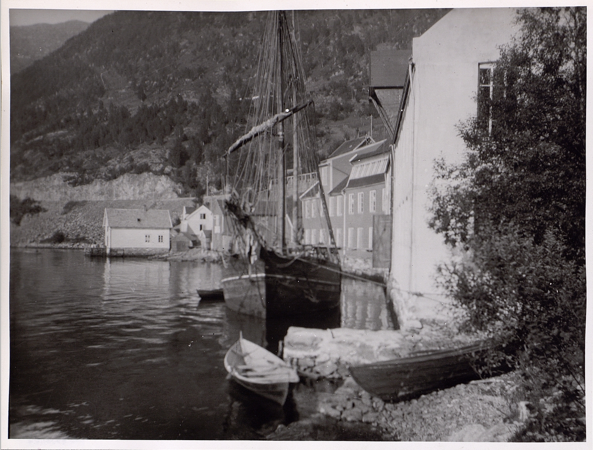 Trengereid Fabrikker sett frå sjøen i 1910.