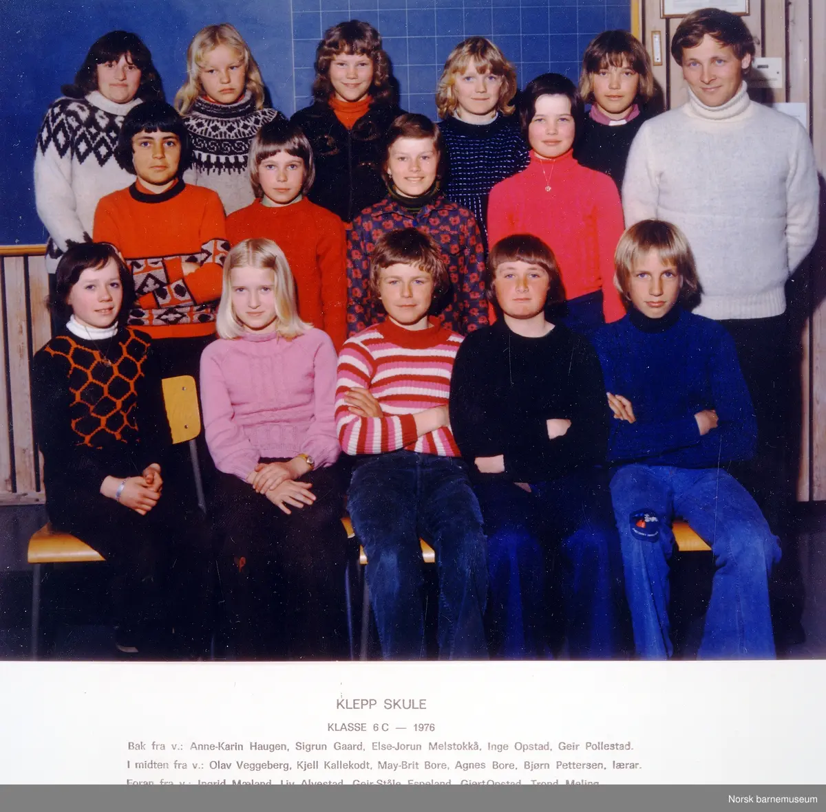 Klassebilde, 6c klasse, Klepp skole. 1976