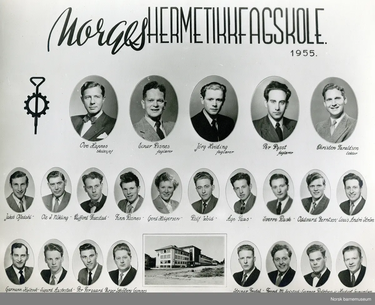 Klassebilde. Norges Hermetikkfagskole, 1955.