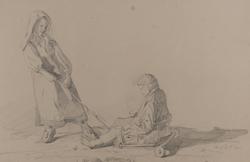 Två barn, Orsa 24 juli 1867. En flicka som drar en pojke i e