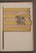 Avbildning i gouache föreställande fälttecken taget som trofé av svenska armén. Den avbildade fanan finns delvis bevarad i Armémuseums samling, för mer information, se relaterade objekt.