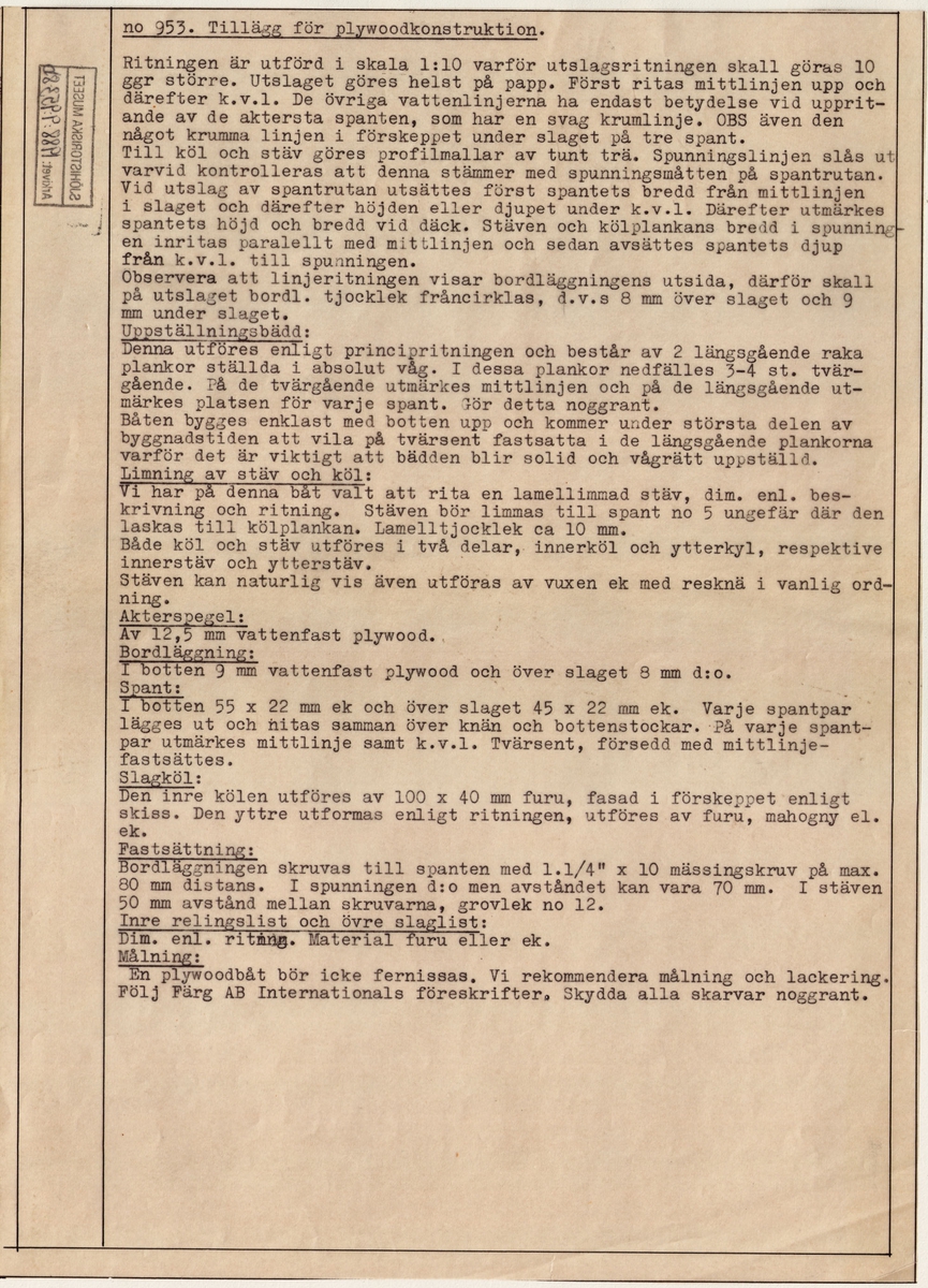 Byggnadsbeskrivning (2 blad)