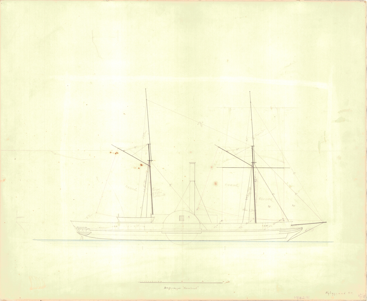 Tackelritning till ångskonerten NORRLAND.