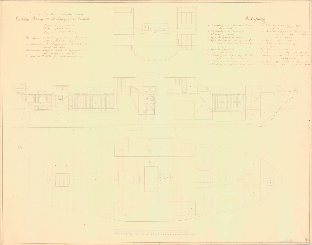 Inredningsritning till ångskonerten NORRLAND.