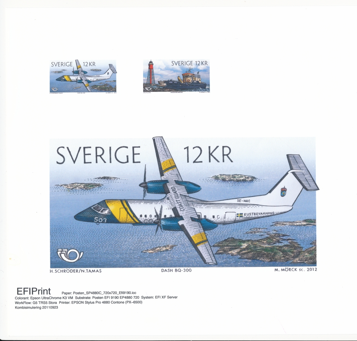 Förlagor som visar ett flygplan och en båt.