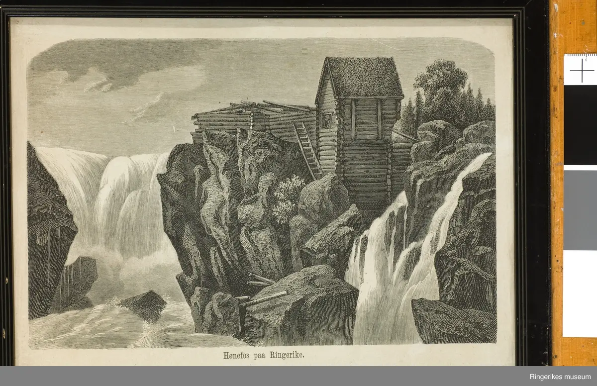 Parti av Hønefossen, antagelig den delen som kalles Litlefossen