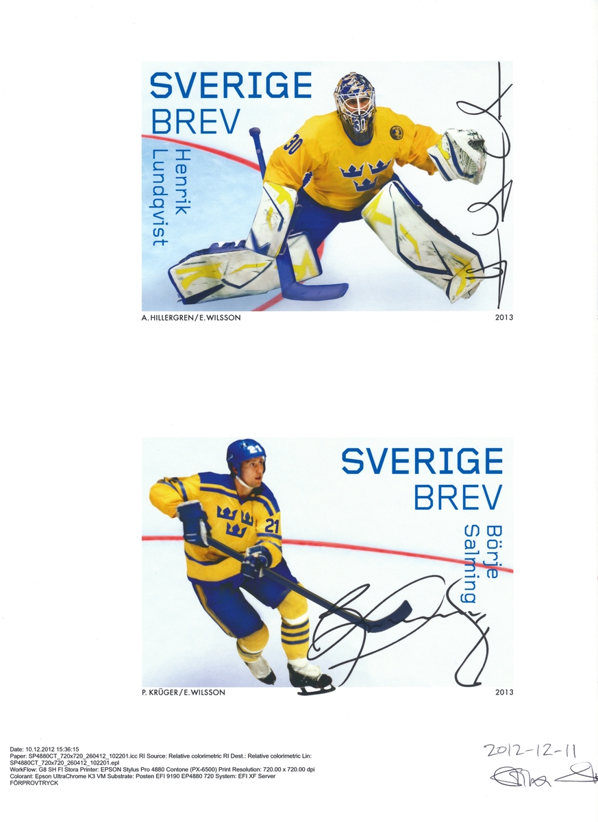 Förlagor som visar några av de mest betydelsefulla spelarna i den moderna svenska ishockeyhistorien.