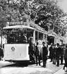 I Rådhusparken i Jönköping har spårvagnen som går till Stadsparken stannat.