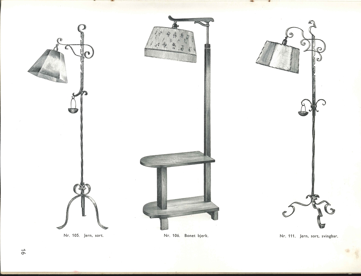 Varekatalog over elektriske belysningsartikler frå 1938. Kroner, takbelysninger, pendler og ampler, vegglamper, skibsbelysning, veibelysning, håndlamper, bordlamper, gulvlameper, skjermer, holdere etc. 
Trykksak med mjukt omslag. Hefta saman med jarnstifter. Raud, svart og kvit framside. Illustrasjonar i svart-kvitt/gråtonar.