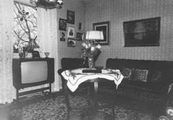 Brattåshemmets äldreboende, okänt årtal. Ett rum med bl. a. 