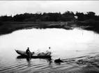 Simträning på sjön Freden. Strömsholm 1910-11.