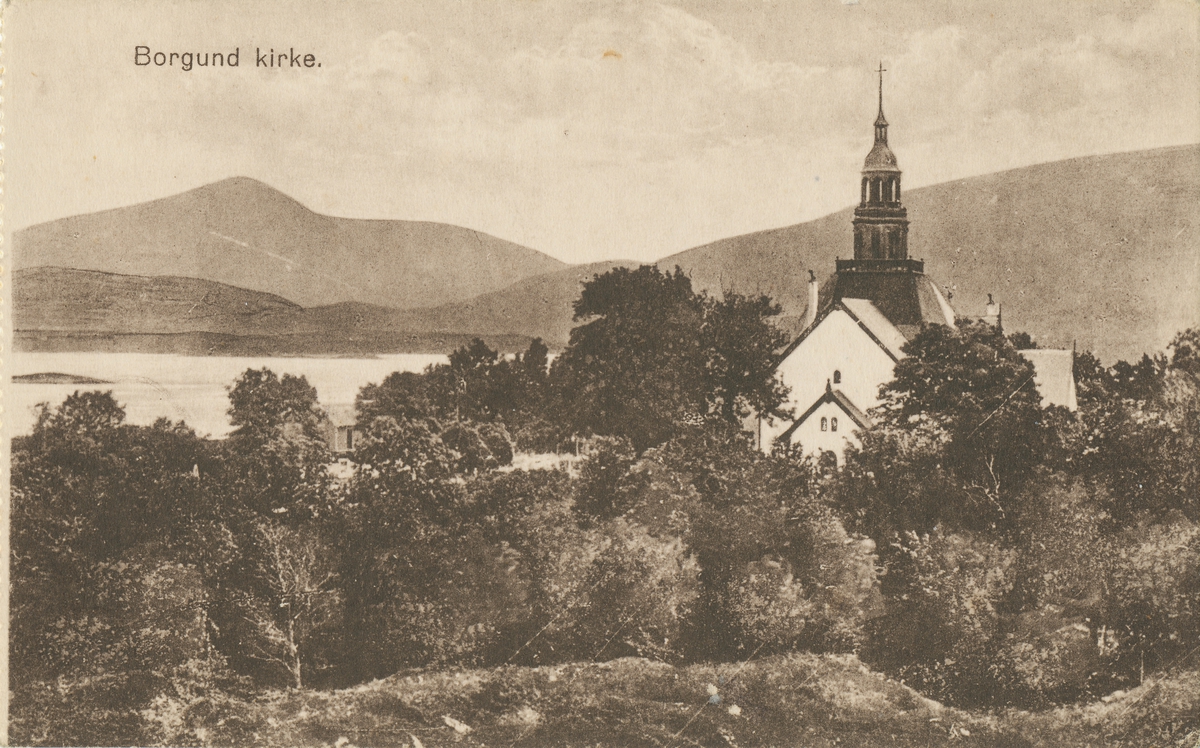 Prospektkort av Borgund kirke