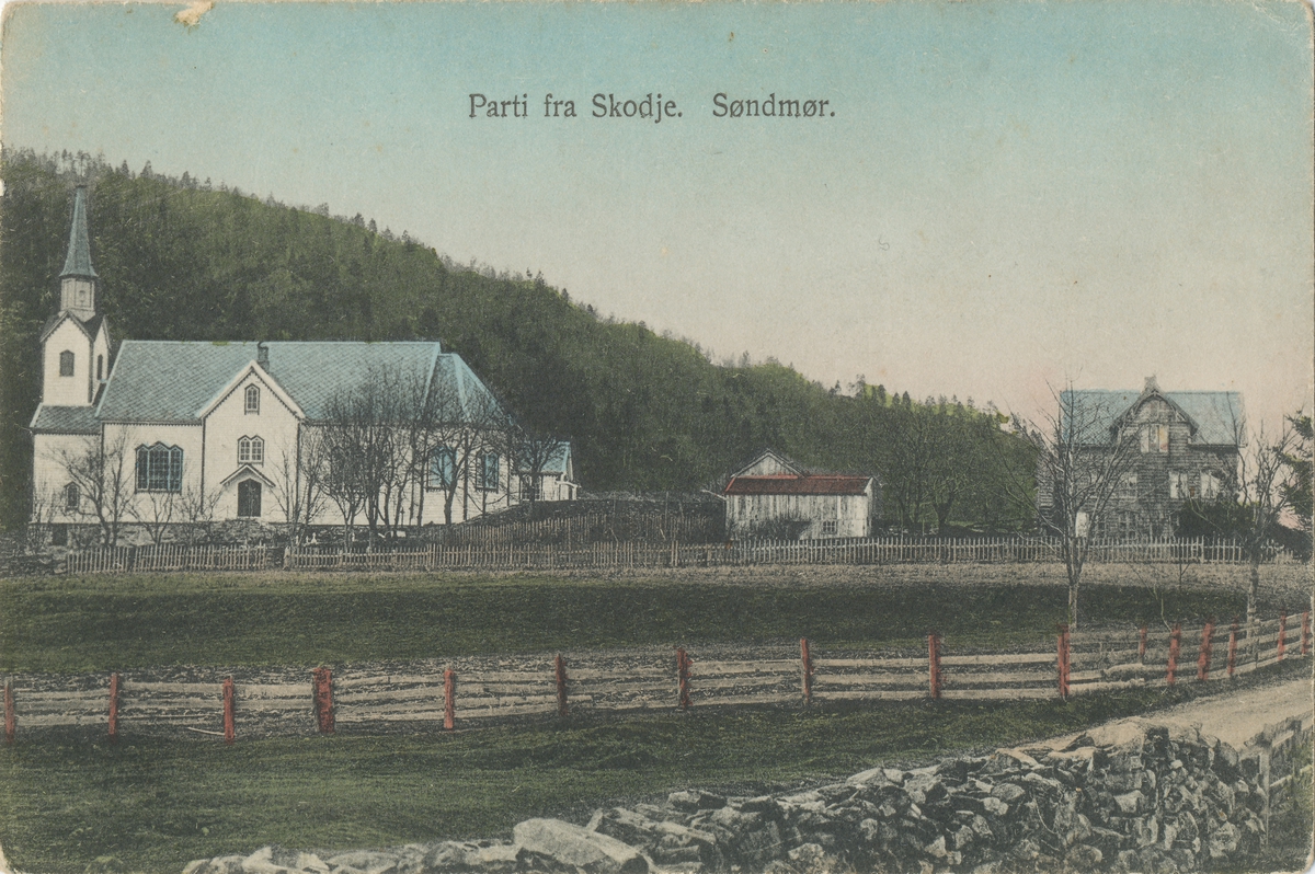 Prospektkort av Skodje kirke.
