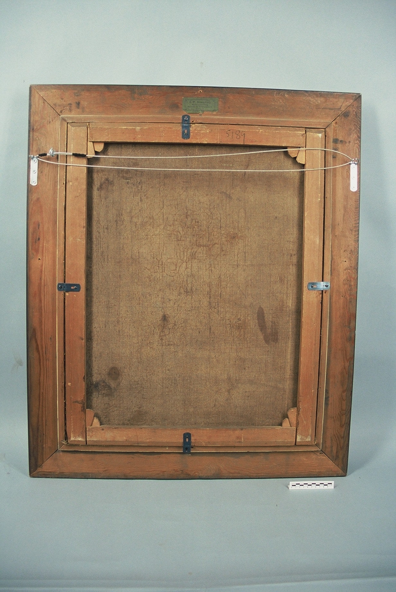 Portrett av Tordenskjold.
Portrettet har en svart ramme med en gullkant innerst. Portrettet har brun bakgrunn med et vindu på høyre side. hvor man kan se en seilbåt i bakgrunnen med et tydelig dansk flagg vaiende i vinden. Kroppen er vendt mot høyre, mens ansiktet ser rett fram. På dette bildet har Tordenskjold mørkt hår. Han har på seg en rød jakke med et hvitt, grått og blått midtstykke, og han har en medalje rundt halsen hengende i et blått bånd. Han har også en høyhalset hvit skjorte.