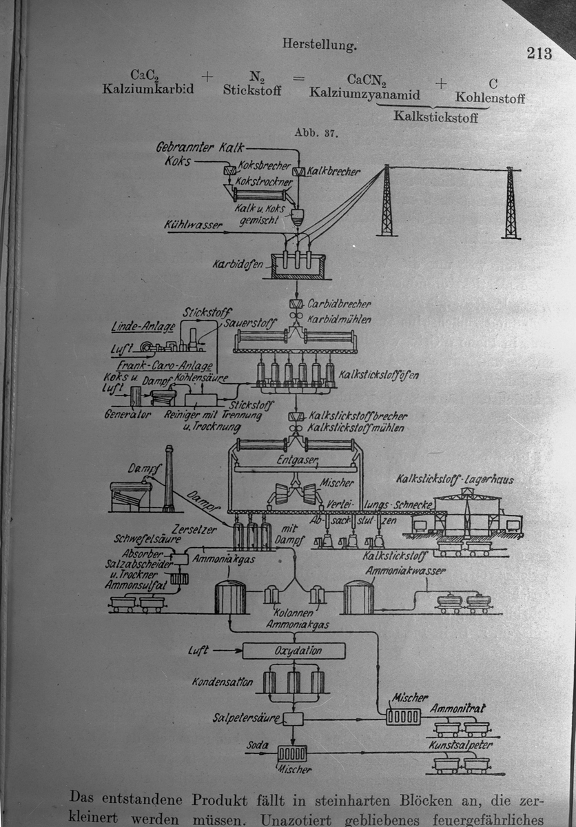 Produksjonsdiagram for cyanamid