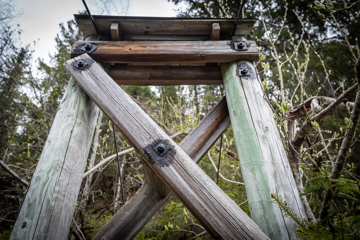 Dokumentasjon av Statnetts hengebru over Bjørnsjøelva, Nordmarka.