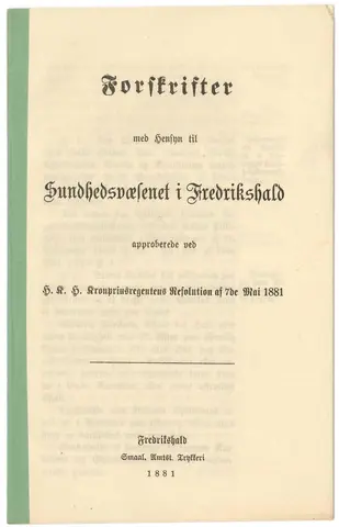 Sunnhetsvern i Halden i 1881