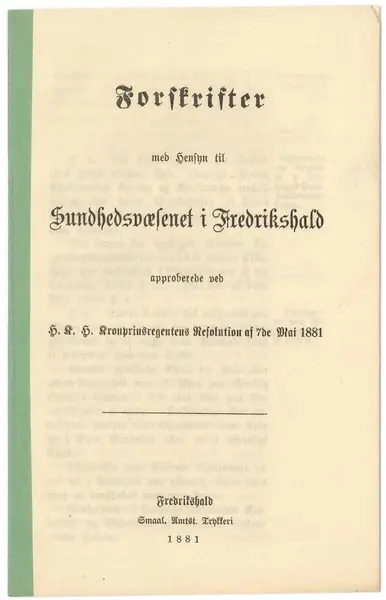 Sunnhetsvern i Halden i 1881