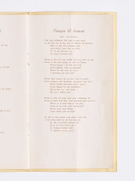 Sangen til damene. Fra arkivet til Strømmen Værksted. MiA.