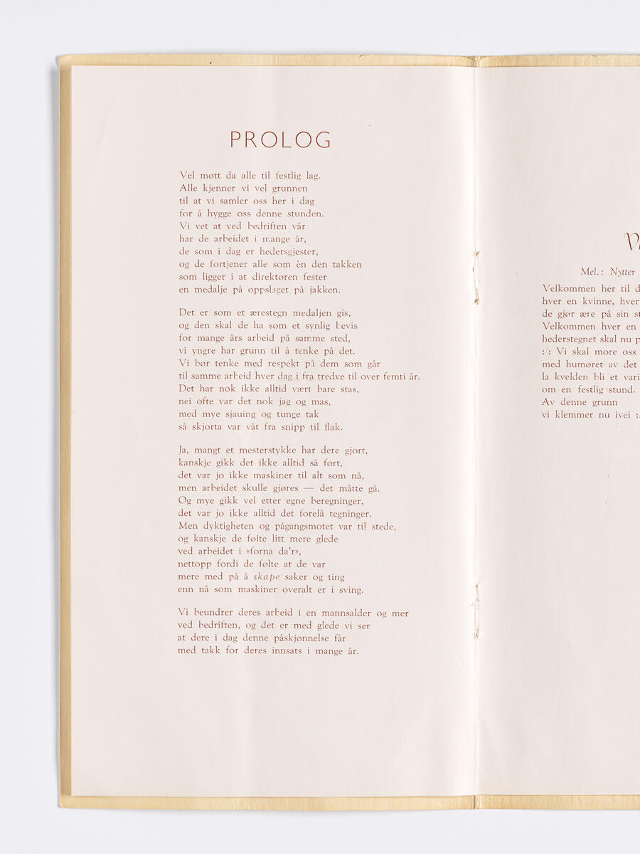 Prolog i Program fra arkivet til Strømmen Værksted. MiA.