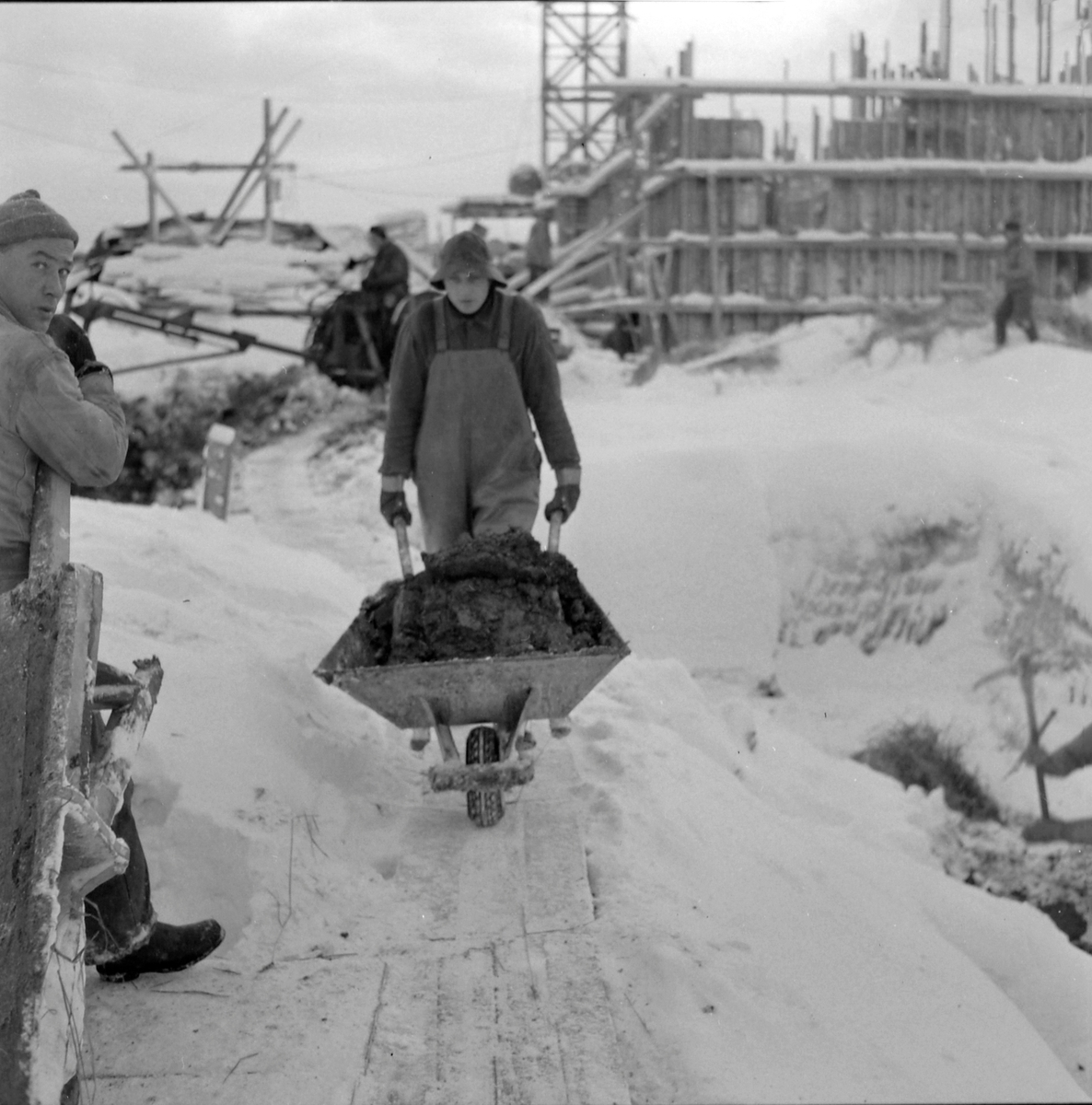 Bygging av studentbyen på Berg