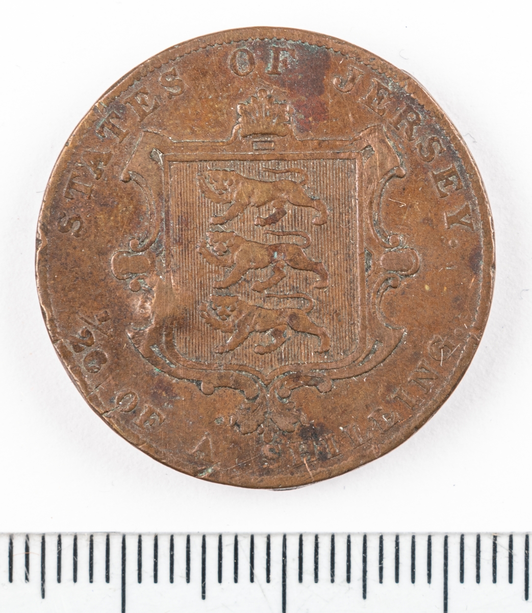 Mynt Jersey 1844, 1/26 Shilling.