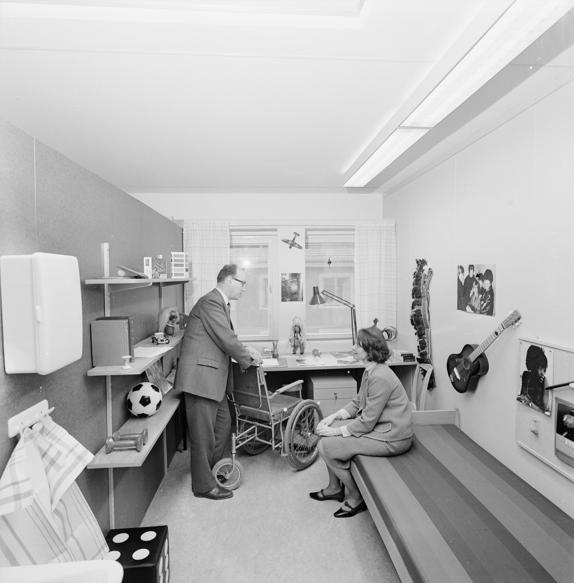 Internat med 20 rum vid Folke Bernadottehemmet, Uppsala, mars 1966