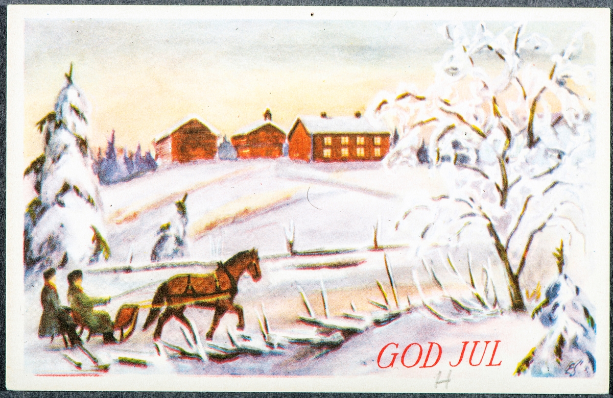 Julekort, postkort. 