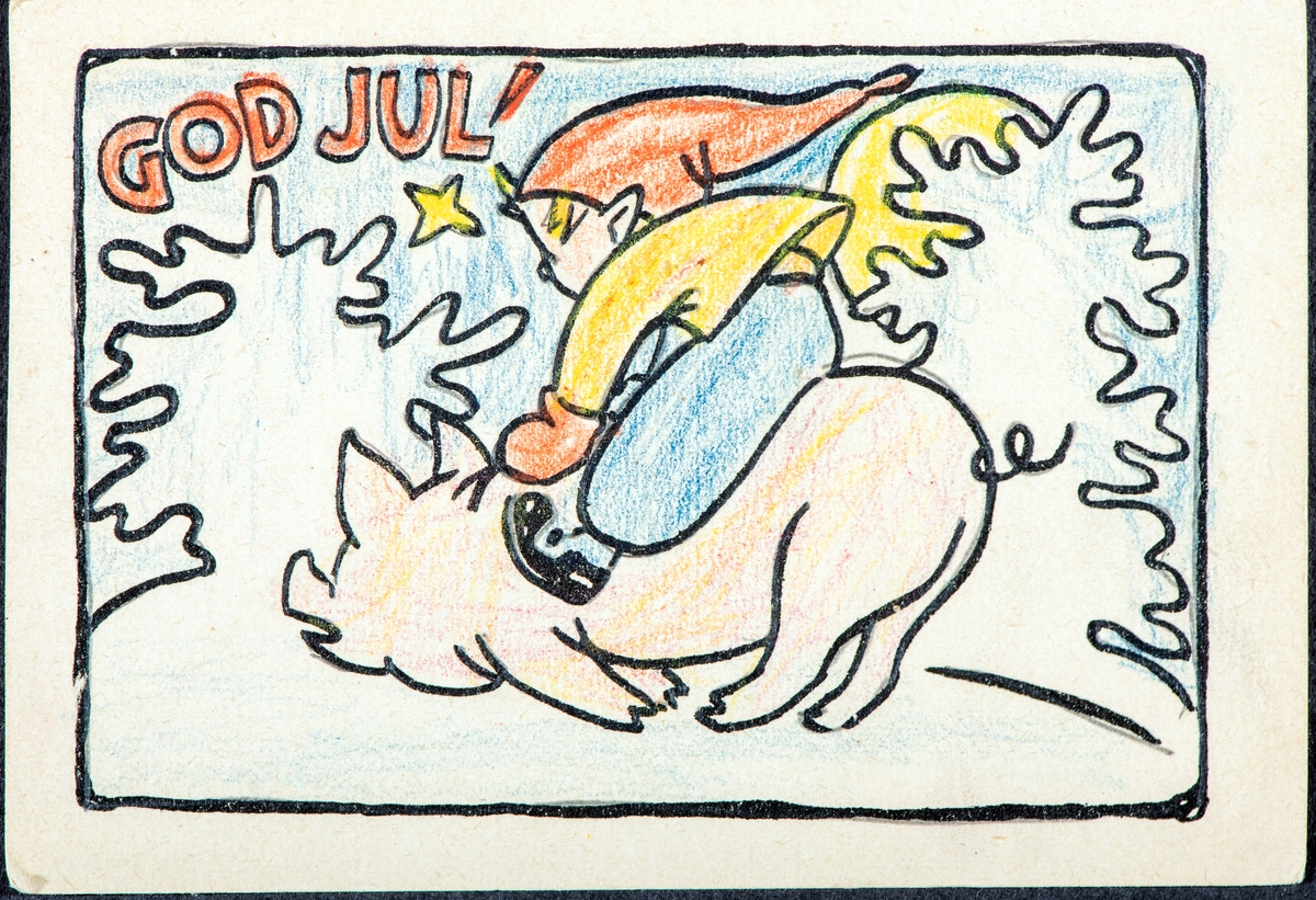 Julekort, postkort. 