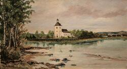 Arvika gamla kyrka från sydväst [Målning]