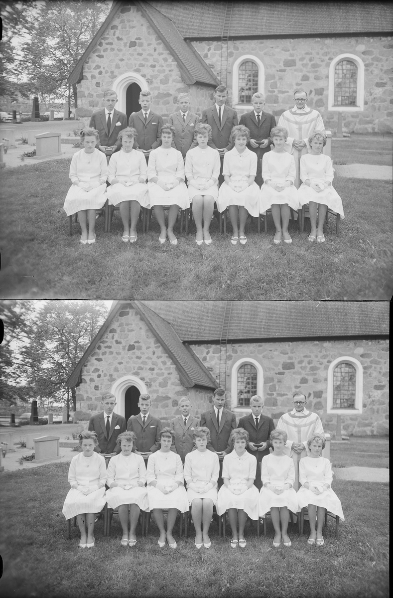 Konfirmander, Hökhuvuds kyrka, Uppland 1961