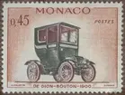 Frimärken ur Gösta Bodmans filatelistiska motivsamling, påbörjad 1950. Frimärke från Monaco, 1961. Motiv av De Dion - Bouton: 1900