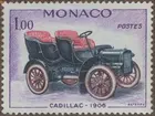 Frimärken ur Gösta Bodmans filatelistiska motivsamling, påbörjad 1950. Frimärke från Monaco, 1961. Motiv av Cadillac: 1906